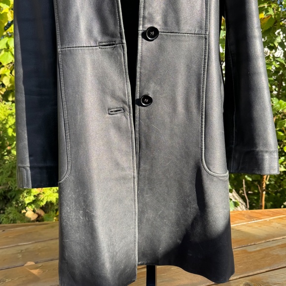 Y2K/90s Vintage DANIER Black Leather Coat | Structured Shoulders | Women's Sz M - Picture 10 of 15